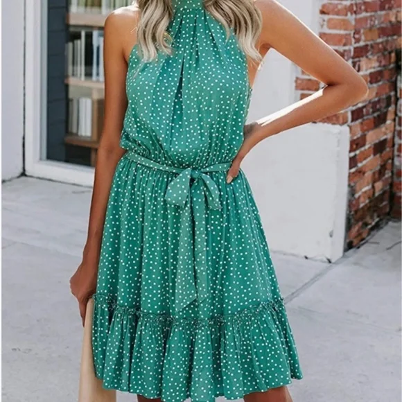 BTFBM | Dresses | Btfbm Green Polka Dot Dress With Tie Size M | Poshmark BTFBM | Dresses | Btfbm Green Polka Dot Dress With Tie Size M | Poshmark